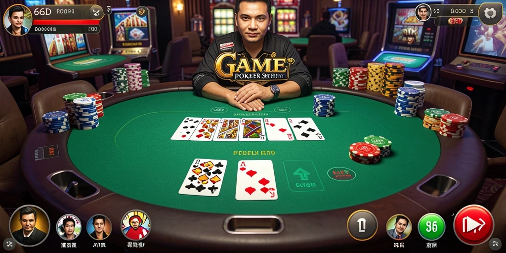 Tampilan gameplay seru di aplikasi Poker 66D.
