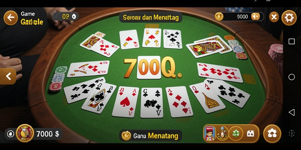 Screenshot menunjukkan gameplay seru dari permainan Gaple di 700Q.