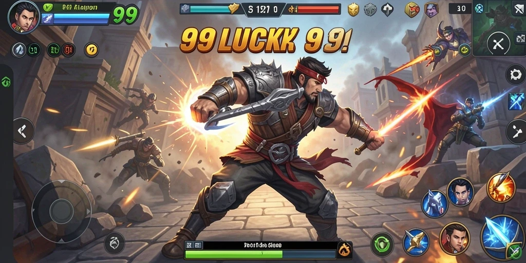 Screenshot utama 99LUCK99 menampilkan aksi pertarungan yang mendebarkan.