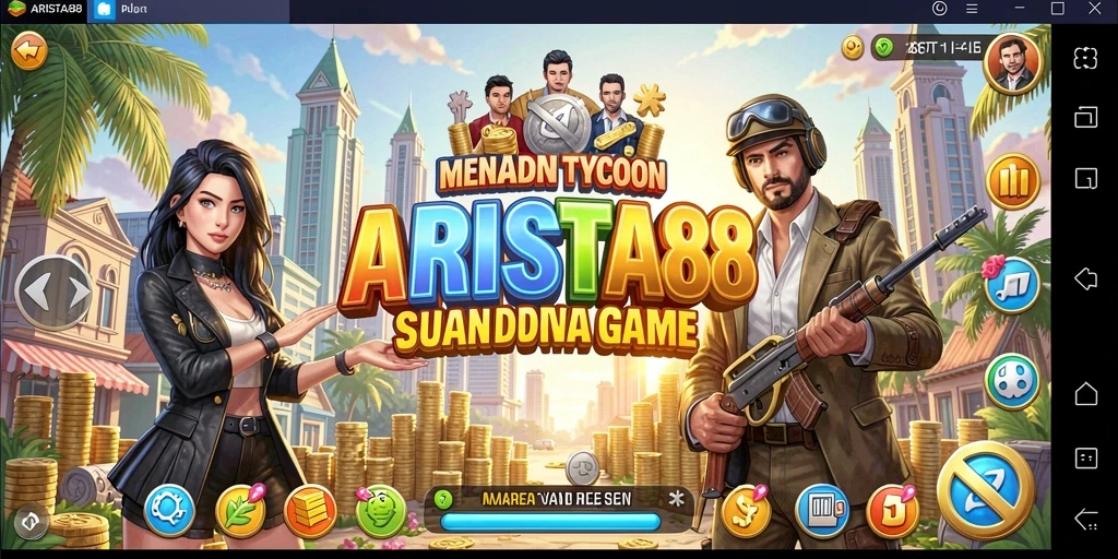 Tampilan gameplay ARISTA88 yang menampilkan keseruan mengelola bisnis Tycoon.