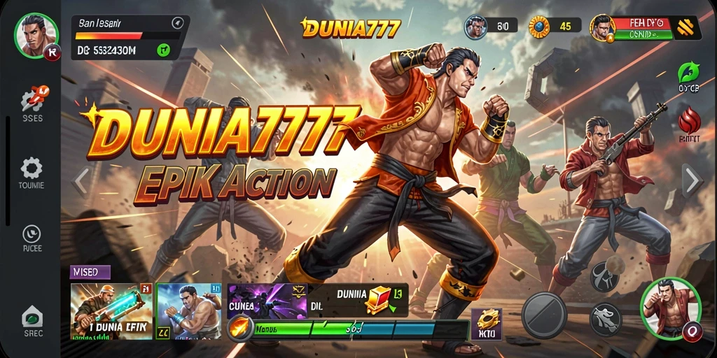 Tampilan gameplay DUNIA777 yang intens dan menegangkan.