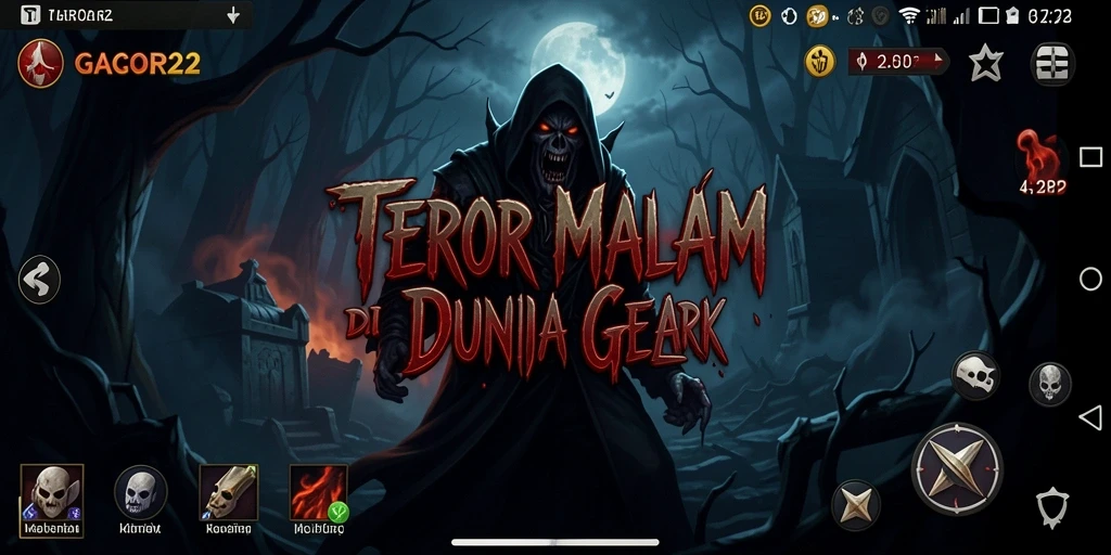 Screenshot GACOR22 menampilkan suasana mencekam dengan monster menyeramkan.