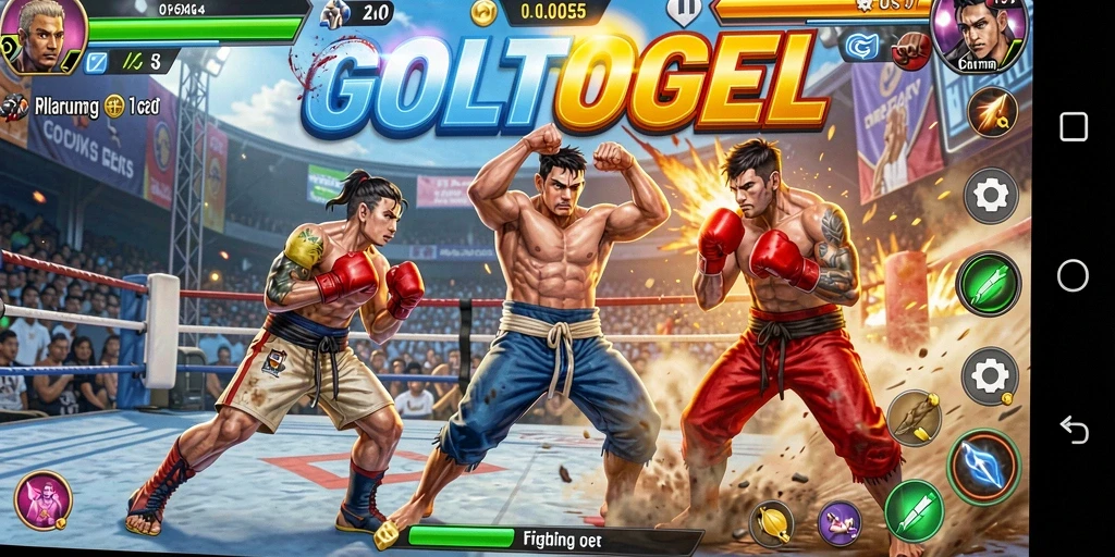 Gameplay GOLTOGEL yang menegangkan di arena bertarung.