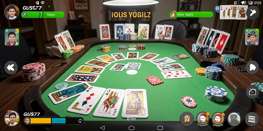 Screenshot gameplay GUS77 menampilkan momen seru saat bermain Gaple.