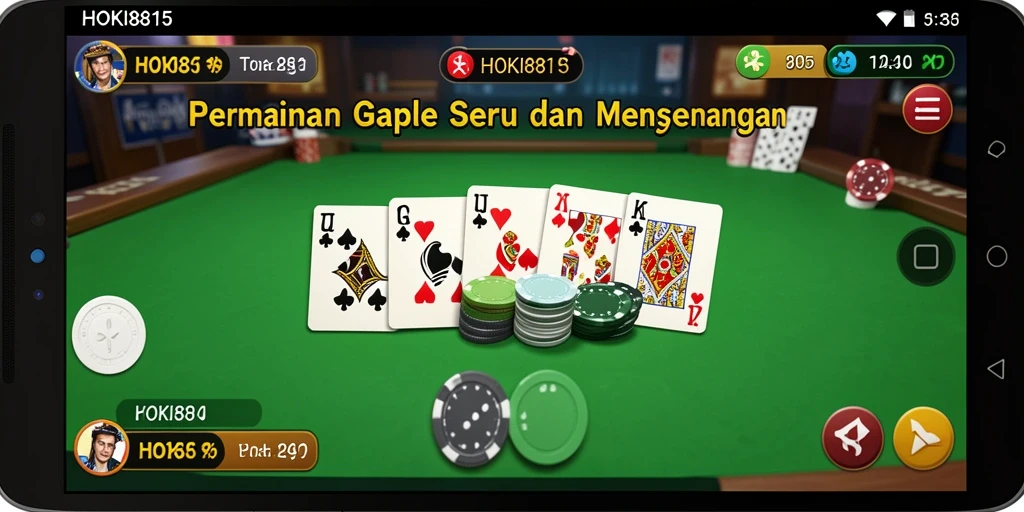 Tampilan gameplay HOKI8815 dengan suasana seru bermain Gaple.