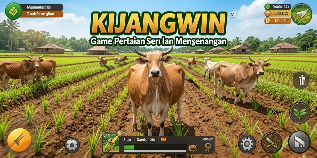 Tampilan gameplay <strong>KIJANGWIN</strong> menampilkan aktivitas bertani yang seru dan menarik.