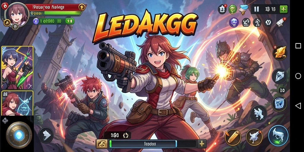 Tangkapan layar gameplay LEDAKGG menampilkan karakter Anime yang beraksi di medan pertempuran.