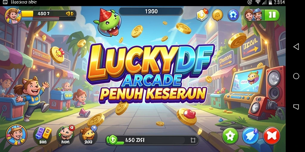 Tampilan gameplay menarik dari LUCKYDF dengan berbagai tantangan Arcade.