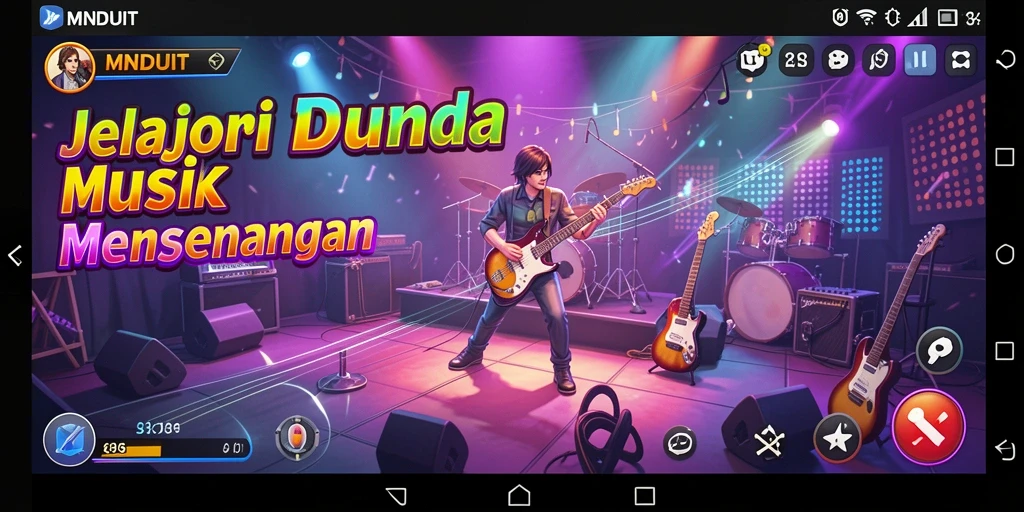 Tampilan gameplay MNDUIT dengan antarmuka yang menarik dan dinamis.