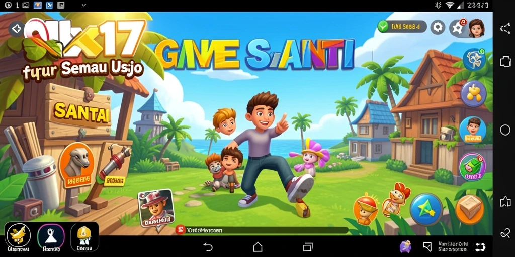 Tangkapan layar gameplay OLX17 yang menampilkan aksi seru dan karakter lucu.