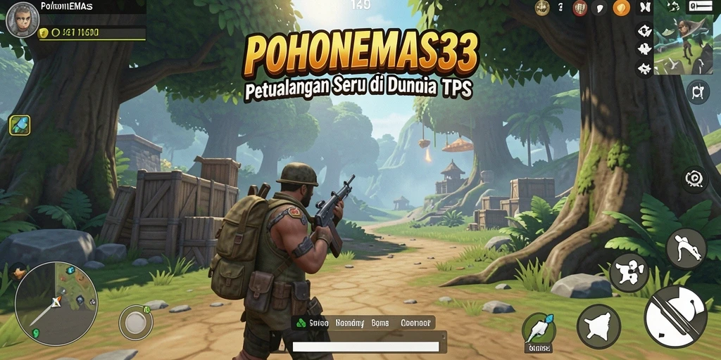 Screenshot gameplay POHONEMAS33 menampilkan aksi seru dalam pertempuran TPS.